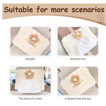 Puff Flower Car Tissue Box, Adhesive-Free Hanging Style Cute Car Interior Tissue Box, Desktop & Car Dual-Use Puff Pattern Tissue Box (Tissue Not Included)