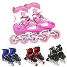 Roller Skates For Kids And Teens, Size M - Single Flash Adjustment System Roller Skates For Boys And Girls - Size (35-38) - Adjustable Size - Roller Skates For Kids - Durable - Pink - 粉色 - 查看 2