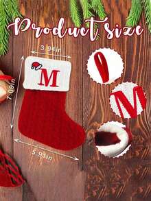 1 szt. Świąteczne dzianinowe skarpety z monogramem, wiszące skarpety z małymi literami świątecznymi, dwustronne skarpety wiszące do kominka, dekoracje na imprezę świąteczną, prezenty na imprezę, upominki na imprezę, spersonalizowana skarpeta z inicjałami, ozdoby choinkowe, ozdoby świąteczne do domu, ozdoby świąteczne do domu, pakiet prezentów świątecznych, dekoracje noworoczne 2026, wystrój domu, wystrój pokoju, zima