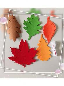 10pcs Rustic Felt Leaf Wreaths, Maple Leaf Garland Banners, Suitable For Thanksgiving & Christmas Decor, Thanksgiving Party Decorations, Autumn Harvest Festival Farmhouse Decor Banners, Perfect For Fireplace Mantel & Home Decor Hanging Banners, Autumn Holiday Gathering Family Atmosphere Decorations