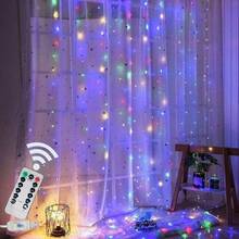Rideau de fenêtre de Noël avec guirlande lumineuse LED, 8 modes, alimenté par USB, lumières d'ambiance pour la décoration, convient pour la Saint-Valentin, le Nouvel An, le mariage, la chambre à coucher, l'anniversaire, la fête des vacances, la décoration intérieure de la maison Décorations de Noël Décoration de la pièce Hiver
