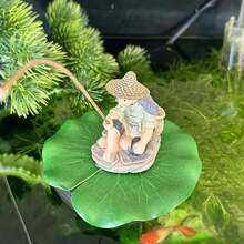 1pc Floating Old Man Fishing Decorative Figurine - Adhesive Fish Food Feeding Function For Fish Tank/Fish Pond, Dual-Purpose Aquarium Ornament For Freshwater/Saltwater Fish Tank Landscaping & Daily Fish Feeding Accessory