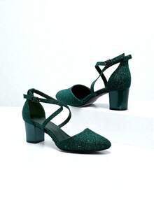 Comfortable High-Heel Dress Shoes For Women - Green - View 3