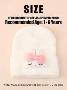2 件儿童兔子卡通针织帽，保暖滑雪帽，秋冬翻边针织绒球帽，适合男孩和女孩 - 2PC - 查看 4
