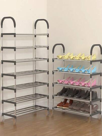 Organizador de zapateros de 4/5/7/8 Niveles , Rack de Acero Inoxidable - Organizador de Zapatos Simple y Fácil de Montar - Mueble Organizador de Ropa con Correas - Estante para Zapatos con Racks para Ropa y Sombreros - El Solución Definitiva para la Organización de Ropa y Zapatos