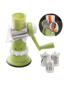 NetHong 3-In-1 Rotary Food Slicer Grater Shredder For Cheese Vegetables & Fruits - Multicolor - View 11