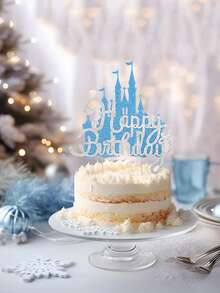 1 Đồ trang trí bánh theo chủ đề lâu đài - Trang trí bánh lâu đài công chúa màu xanh, hồng, vàng - Thích hợp cho sinh nhật theo chủ đề lâu đài công chúa, xứ sở thần tiên mùa đông, trang trí tiệc Giáng sinh - Nhiều màu - Xem 4