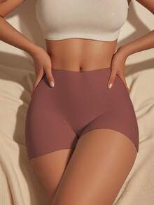 Shorts de Segurança Sem Costura de Cintura Alta para Mulheres, Tecido Sedoso, Calças de Segurança Femininas, Calcinhas Femininas, Shorts de Ciclismo Femininos, Cinturão de Cintura Feminino, Modelador Sexy para Levantar o Bumbum, Shorts de Ioga - Café - Visão 5