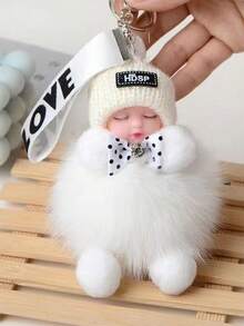 1 pieza Llavero de peluche suave y lujoso de color vibrante, colgante de muñeco de peluche dormido adorable como accesorio para mochila, regalo, bolso o accesorios de coche