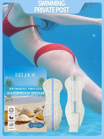2 Pcs Swimming Private Protection Stickers In 1 Box, Swimming Waterproof Stickers, Swimming Portable Stickers, Light And Breathable, Fit Skin-Friendly, Delicate, Gentle, Comfortable And Convenient Disposable Care Stickers, Suitable For Various Water Activities, Stable To Use, Ultra-Thin Design Is Almost Imperceptible, And Can Be Easily Torn Off After Use Without Leaving Any Residual Glue