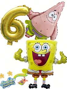Spongebob's Golden Number Balloons Turn Your Birthday Into A Bikini Bottom Celebration In An Instant! Golden Number, The Super Cute Look At The Center Of The Party, Instantly Igniting The Atmosphere. 0-9 Full Number Selection, Customize Your Exclusive Birthday Or Anniversary. - Multicolor - View 7