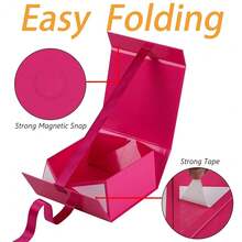 Pink Gift Box,6x6x3 Inches Gift Boxes With Lids For Presents With Magnetic Closure And Ribbon For Wedding,Storage,Birthday-838249 - 08x8x4Inch-Hồng Sáng-Gói 5 - Xem 5