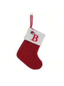 1 szt. Świąteczne dzianinowe skarpety z monogramem, wiszące skarpety z małymi literami świątecznymi, dwustronne skarpety wiszące do kominka, dekoracje na imprezę świąteczną, prezenty na imprezę, upominki na imprezę, spersonalizowana skarpeta z inicjałami, ozdoby choinkowe, ozdoby świąteczne do domu, ozdoby świąteczne do domu, pakiet prezentów świątecznych, dekoracje noworoczne 2026, wystrój domu, wystrój pokoju, zima