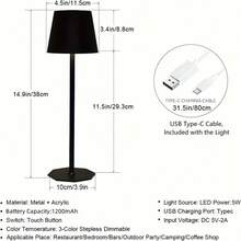 Portable Cordless LED Desk Lamp, Dimmable 3-Color Changing, Adjustable Height, Rechargeable Battery, Touch Control Nightlight, Suitable For Office, Study, Bedroom, Dining Room, Living Room, Bar, And As Holiday Gift