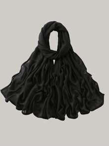 1 pieza Pañuelo de cabeza de unicolor de viscosa para mujer, diadema musulmana de bordes anchos y suaves, pañuelo versátil para protección solar, adecuado para uso diario