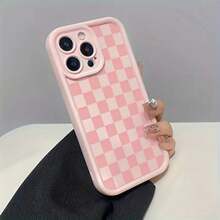 Funda de Teléfono Moderna y Elegante [Funda Antigolpes Todo Incluido para ] Gaozhu Patrón de Cuadros Rosados TPU Antigolpes Funda Protectora de Precisión Todo Incluido para Apple  6/7/8/X/Xs/Xr/Xs Max/11/12/13/14/15/16Pro Max Fundas Protectoras de Diseñador Lindas y Femeninas para Mujeres - 1 pieza - Ver 3