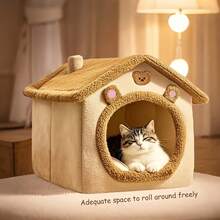 Fully Enclosed Pet House Thickened | Foldable Detachable Washable Cat Dog Bed, All-Season Nest For Small Medium Pets (Air Conditioning Room Suitable) - Multicolor - View 6