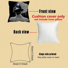 100% 涤纶装饰枕套，17.7X17.7 英寸，现代北欧风格枕套 - 醒目的金色妆容和睫毛设计，用于房间装饰的枕套，用于沙发的无拉链抱枕套，不含枕芯 - 黑色+金色 - 查看 12