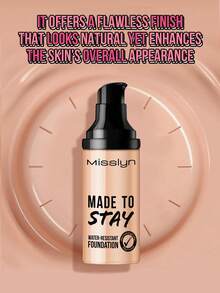 Misslyn Fondotinta idrorepellente, uniforma il tono della pelle, resistente all'acqua, a lunga durata, non sbavabile, con texture cremosa, alta copertura, nutriente, ideale per feste Y2K, spiaggia, viaggi, vacanze, campeggio, all'aperto, regalo per ragazze alla moda, nuovo anno, cosmetici, cosplay, festival, campus, scuola, San Valentino, vegano, cruelty-free