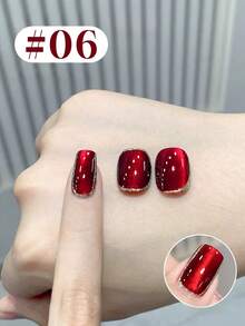 NAI SHI Nail Polish 12ML Capacity, 2025 Autumn And Winter Season, New Year New Style, Women's Gift With Dazzling Glass Beads, Titanium Gold Red Mirror, Wine Red Ruby Crystal Cat Eye Gel Nail Polish. Suitable For All Seasons, Wine Red Translucent Cat Eye Magnetic Nail Beauty. Use With Base Coat And Top Coat, Requires UV Lamp. - Multicolor - View 13