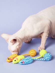 PETSIN One Cat Mouse Colored Braided Rattail Ball Toy With Rustling Sound For Cats To Enjoy Playing And Amusing Themselves, Pet Toy Use Only - Multicolor - View 2