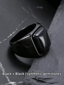黑色粗戒指男士虎眼石戒指不锈钢铸造深色哥特式戒指朋克天然石首饰摇滚戒指日常佩戴男友礼物开业季礼物 - 虎眼石戒指 - 查看 25