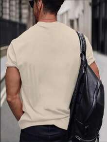 浅色翼印花加大码男士休闲T恤，夏季旅行透气短袖T恤，户外运动条纹T恤 - 彩色 - 查看 2