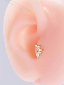 1pc/3pcs Lotus Shaped Ear Cartilage Stud, Fashion Zirconia Ear Cuff Spiral, Women Soft Cartilage Earrings