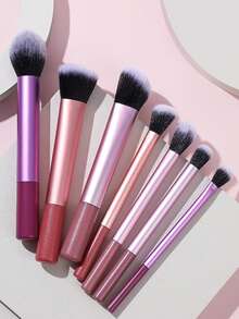 7件套彩色专业化妆刷套装，包含腮红刷、散粉刷、遮瑕刷、眼影刷，全套化妆工具，适合旅行和送礼，专业化妆刷，完整化妆套装 - 彩色 - 查看 4