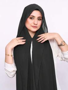 1 chiếc khăn trùm đầu Hijab cài áo có móc nam châm, khăn choàng voan 3 trong 1, mũ ống và khăn trùm đầu, vải voan mềm mại, thoáng khí, thích hợp mặc hàng ngày, lễ hội, cầu nguyện và hành hương - Khăn trùm đầu 3 trong 1 - Xem 15