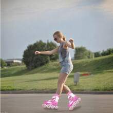 Roller Skates For Kids And Teens, Size M - Single Flash Adjustment System Roller Skates For Boys And Girls - Size (35-38) - Adjustable Size - Roller Skates For Kids - Durable - Pink - 粉色 - 查看 4