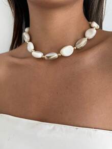 1pc Bohemian Asymmetrical Beaded Pendant Necklace With Geometric, Water Drop, Sunflower, Flame, Heart Elements, Elegant Luxury Jewelry For Wedding, Party, Vacation, Daily Casual, Street Snap, Women & Couples, Holiday & Birthday Gift