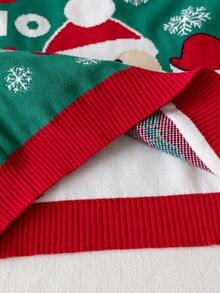 Kids Santa Claus Pattern Long Sleeve Sweater, Christmas Gift, Crew Neck Pullover Suitable For Christmas Party, Daily Wear, Spring, Autumn, Winter - Green - View 8