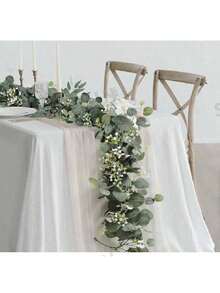 1 pièce/2 pièces/4 pièces Couronne d'eucalyptus, 1 paquet de 5,7 pi de guirlande de feuilles d'eucalyptus artificielles mélangées, couronne verte à suspendre, plantes pour centre de table de salle à manger de style ferme, manteau de cheminée, arche de mariage, décoration de Noël, décoration de chambre, décoration de maison, décoration de cuisine, décoration de mariage, centre de table, décoration de bureau, décoration de jardin, décoration extérieure - Vert - Voir 11