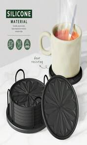 Lazebox Coasters Set Of 8 For Drinks, Beer, Coffee, Cotton Woven 4 Colors Absorbent Coaster With Holder, Boho Coasters For Home Decor Tabletop Protection Suitable For Kinds Of Cups, Coffee