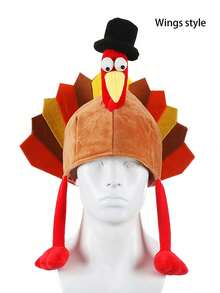 1pc Turkey Hats For Woman Man Thanksgiving Hat With Head Thanksgiving Party Favors Supplies Fun Plump Turkey Hat Legs And Tail Fancy Dress Accessory Trot Accessory Toy For Holiday Gift