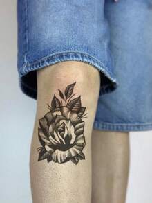 1pc Temporary Tattoo Sticker, 4-7 Days Lasting, Gothic Style Floral Tattoo Design For Men, Elegant Arm Tattoo Sticker, Waterproof & Sweat-Proof, Suitable For Both Men And Women