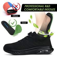 UMBURLLY 1 双纯色系带男鞋，户外工作鞋，具有防挤压和防刺穿功能，适合所有季节