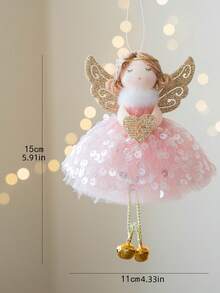 1PC Christmas Angel Girl Pendant Mesh Wings Hanging Bells Angel Christmas Tree Decoration Pendant Mesh Feather Skirt Angel Girl Pendant Christmas Tree Decoration Christmas Day Decoration,Valentine's Day Gift - Multicolor - View 13