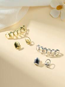 Hip Hop Stainless Steel Grills For Your Teeth Fake Teeth Grillz Mouth Top Tooth Single Grill Cap Teeth Party Accessories,Silver Gold Plated Mouth Teeth Caps For Men Women For Banquet, Prom, Party