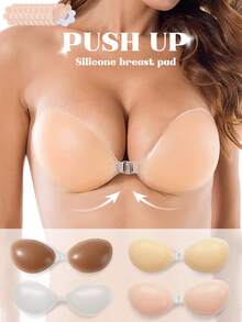 1/2 Pcs Invisible Silicone Push Up Bra – Strapless Backless Sticky Bra, Upgraded Strong Adhesive, Waterproof & Reusable, Perfect For Wedding Dresses, Strapless Outfits & Summer Looks - Multicolor - View 2