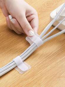 1/10/20/30pcs Nylon Cord Clip Self-Adhesive Cable Holder, Strong Adhesive Wire Organizer For Under Desk Management, Multi-Purpose Wire Holder For Home And Office Wire Management. - White - View 2