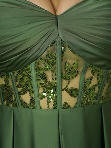 Mgiacy,New Arrival,Elegant,Plus Size Ball Dress,Ruffle,Sequin,Perspective,Lantern Sleeve,FOR,Prom Wedding,Graduation,Wedding Guest,Party Dress,Wedding Guest Dress, Evening Dress