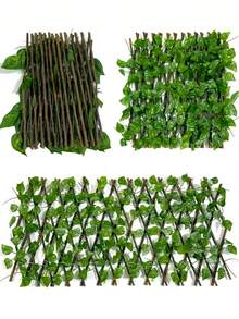 1pc Artificial Ivy Trellis Net, Artificial Plants, Expandable Fence, Wooden Lattice, Garden Decor Vines, Fake Greenery Leaf Fence, Privacy Screen, Adjustable, Suitable For Room Decor, Home Decor, Wall Decor, Bedroom Decor, Wedding Decor, Living Room Decor, Garden Decor, Outdoor Decor