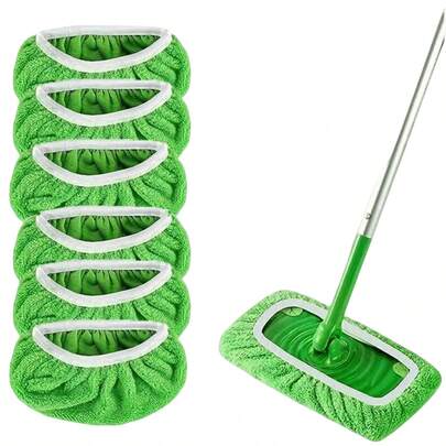 4 件拖把替换垫、松紧带平板地板拖把布、可水洗耐用拖把垫替换装、除尘拖把头、柔软拖把垫替换装、超强吸水、易于清洁、清洁用品