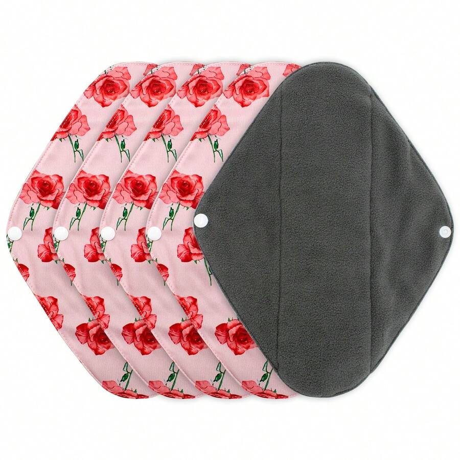 5 PC Reusable Menstrual Pads, Reusable Feminine Sanitary Pads, Washable Overnight Cloth Menstrual Pads,