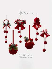 Sino de Natal Nórdico Flocado, Enfeite de Natal, Decoração de Natal, Pendurar na Janela, Cenário DIY, Decoração Pendurada Borgonha, Decoração de Casa, Decorações de Natal, Decoração de Quarto, Decorações de Natal de Inverno, Presentes de Natal para Casa, Decoração de Natal - Borgonha - Ver 1