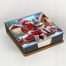 5D Diamant Malerei Set - Weihnachtselement Notizbuch Memo Box - Einzigartiges handgemachtes Geschenk, Diamant Kunst Set, asymmetrische runde Form, einzigartiges handgemachtes Geschenk für Büro und Schreibtisch Zuhause