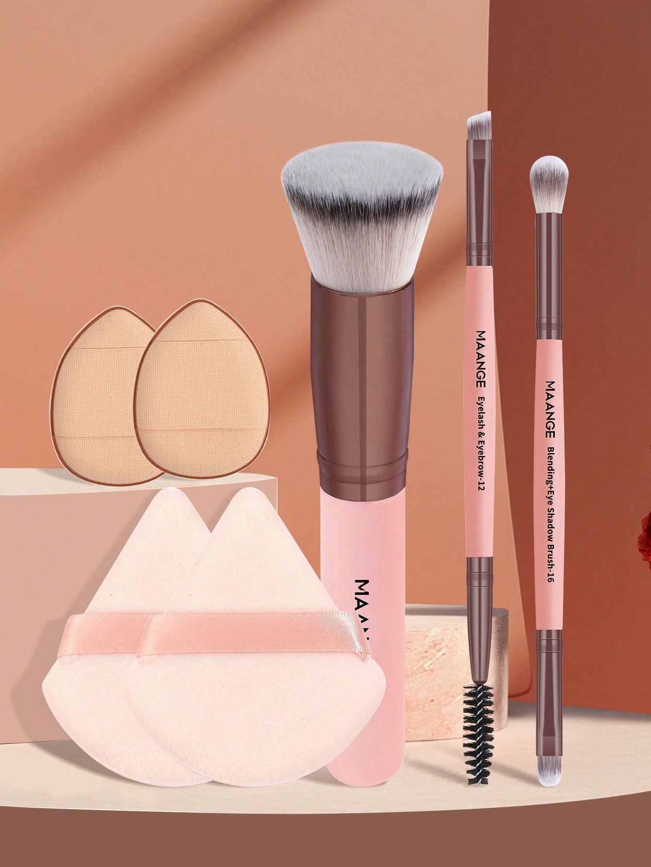 MAANGE 3/7 قطعة مجموعة فرش وجه احترافية مع حقيبة ح...