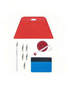 高效应用乙烯基包装工具、窗户贴膜工具、壁纸工具，配有 21 厘米和 10 号塑料毡刮刀和修剪器，适用于玻璃贴膜、汽车乙烯基、汽车色调、壁纸粘贴 - 藍色+綠色 - 查看 16